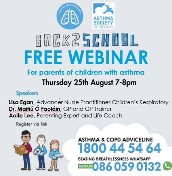 Back To School Free Webinar for parents of children with asthma