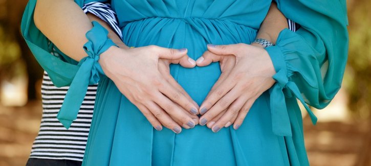 Pregnany woman blue dress